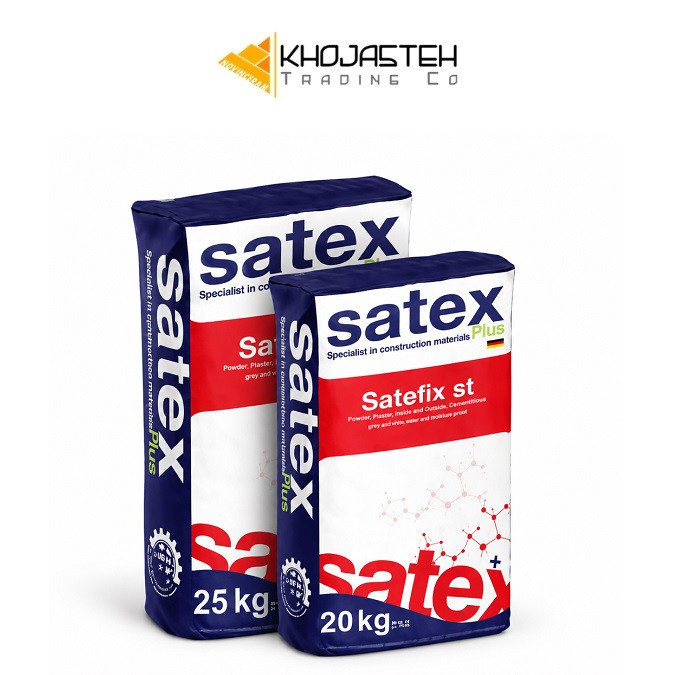 چسب کاشی و سرامیک پرسلانی الیاف دار ضدآب مخصوص اسلب ساتکس SateFix ST